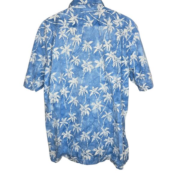 Lands End Mens Tropical Print Shirt Large 16/16.5 Palm Trees 100% Cotton Resort - Picture 6 of 8